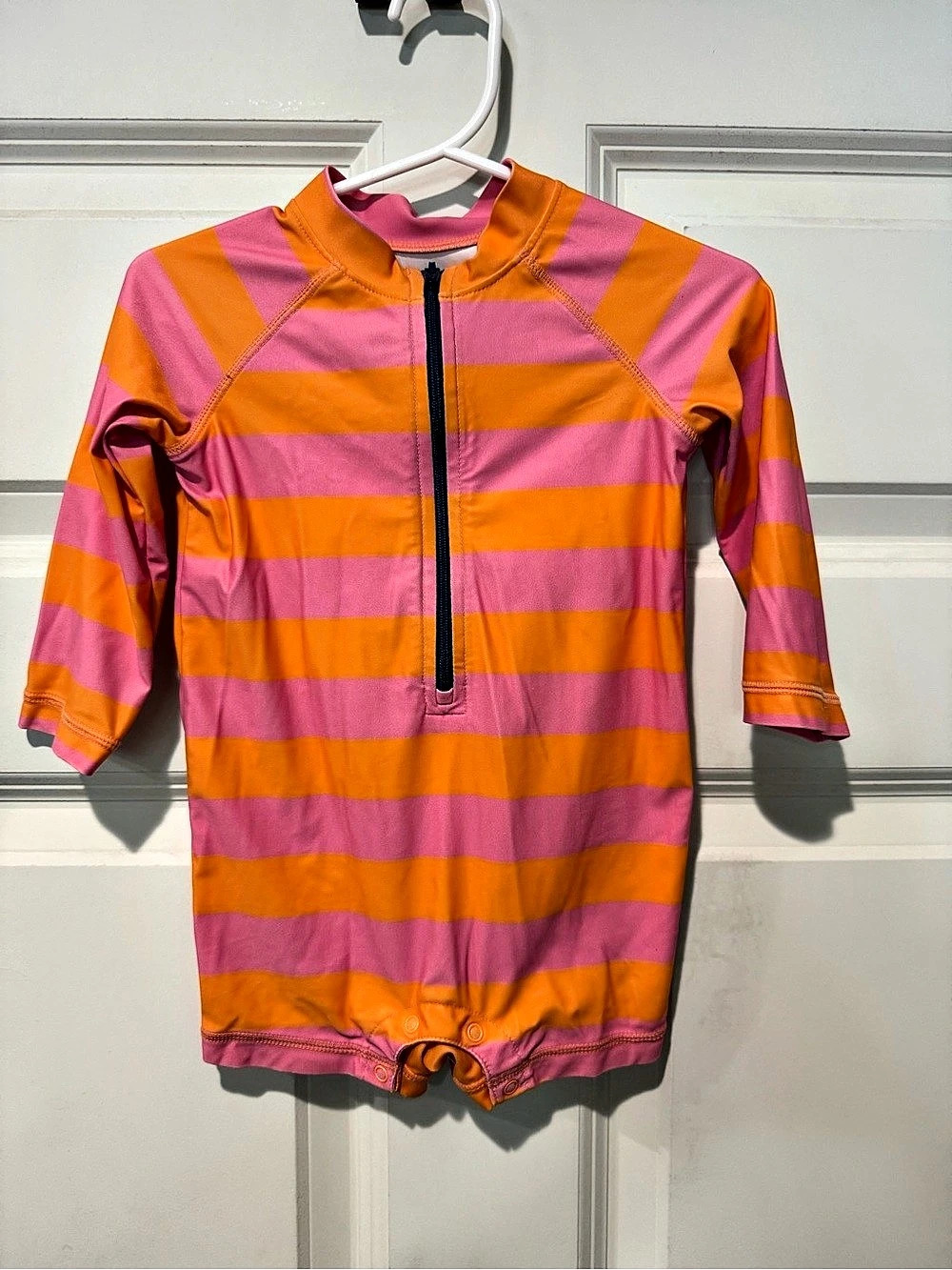 Primary Baby One-Piece Rash Guard Romper Pink & Orange 6-12M